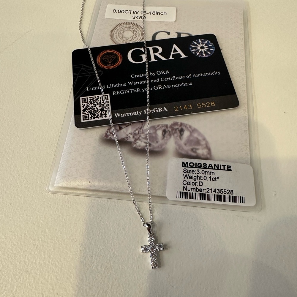 Silver Moissanite Cross Necklace
